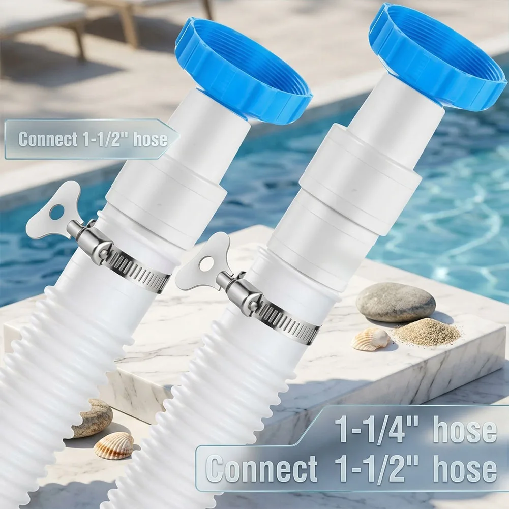 Pool Hose Adapter Kit With 11238 B Adaptors For 1-1/4 1-1/2 Inch Hoses Clamps Connectors Set For Ground Pool Pumps