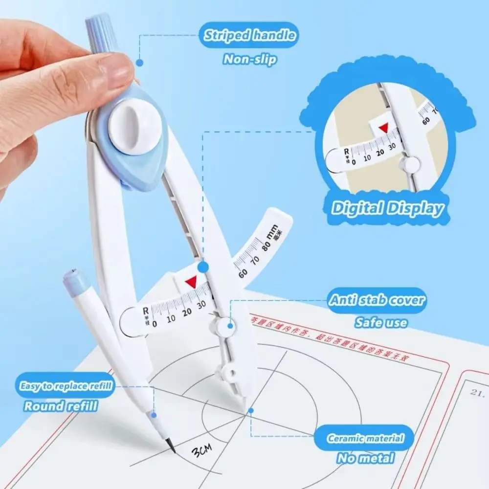 Digital Display Multifunction Drawing Compass Scale Precise Geometry Drawing Lock Distance Gauge Portable Accurate Measurement