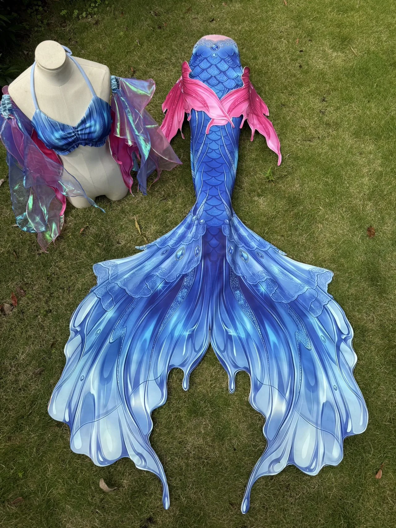 

Blue Adult Mermaid Tulle Fishtail, Aquarium Underwater High-Definition Comfortable Close-Fitting Mermaid Costume