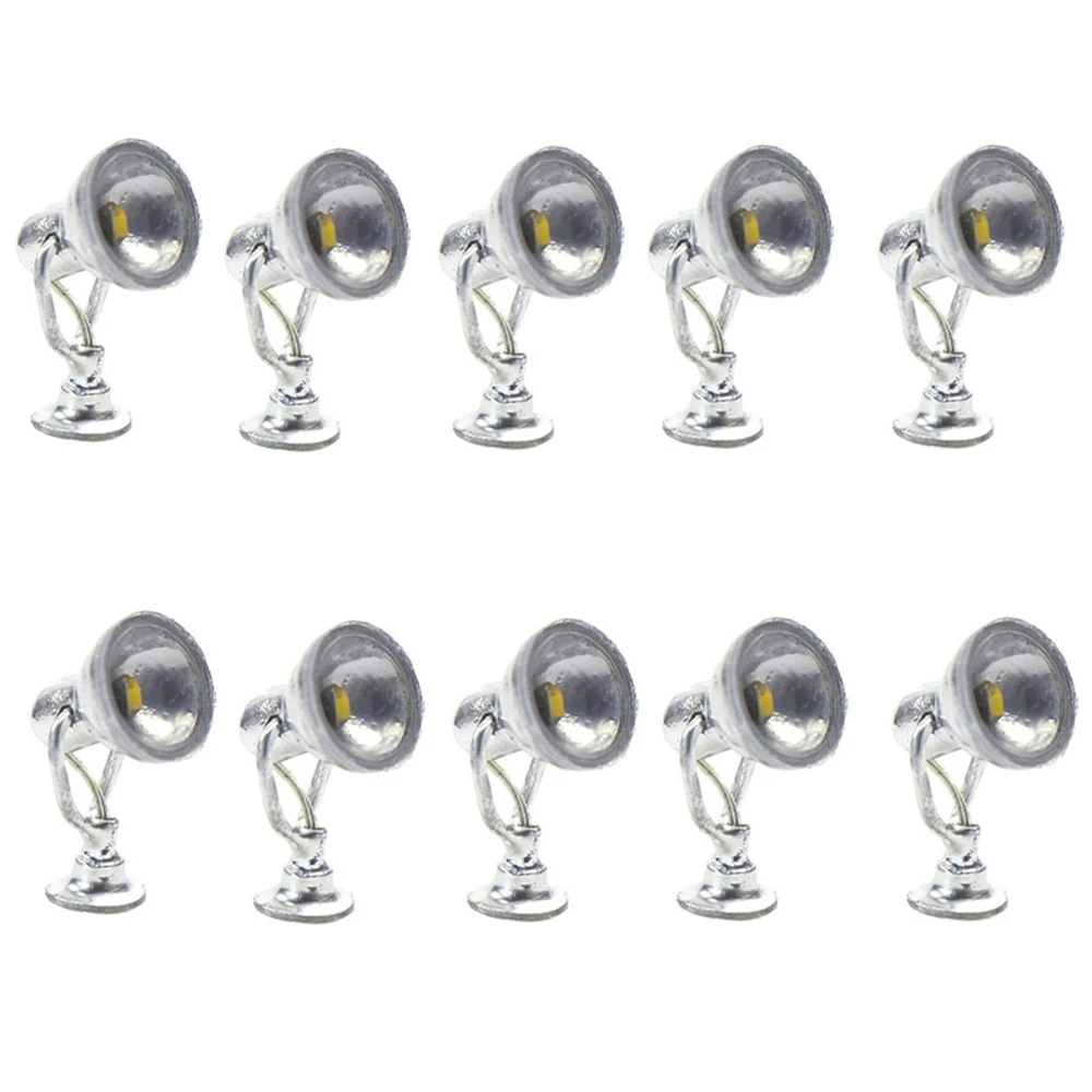 5/10Pcs HO Scale LED Spotlight Model Railway Spot Lamp Post Flood Lights Projector Street Lamp Building DIY Garden Decoration