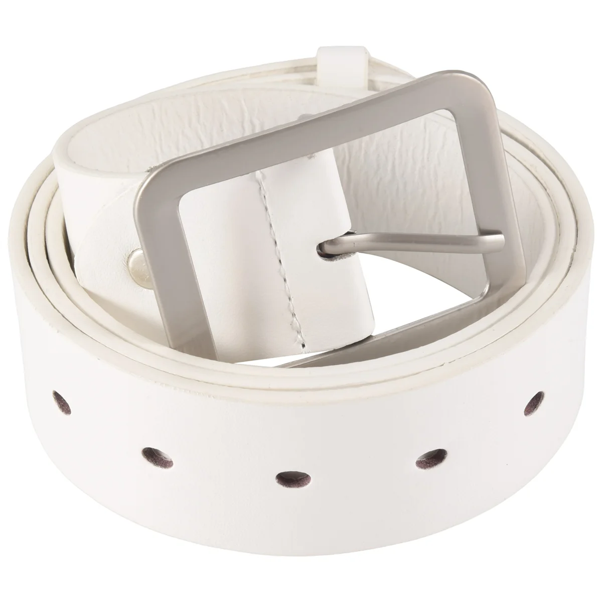 เข็มขัดคาดเอวลำลองสำหรับผู้ชายเข็มขัดหนังสังเคราะห์หัวเข็มขัดเข็มขัดสายรัดเอวสีขาว