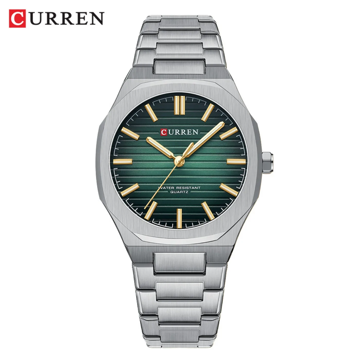 CURREN 8456 Business Quartz Stainless Steel Strap Watch Square Dial Casual Style Wristwatch with Waterproof Function