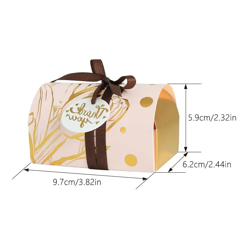 10Pcs Bronzing Pattern Paper Candy Box Heart Jewelry Favor Gifts Box Thank You Packaging Bags Birthday Wedding Party Decoration