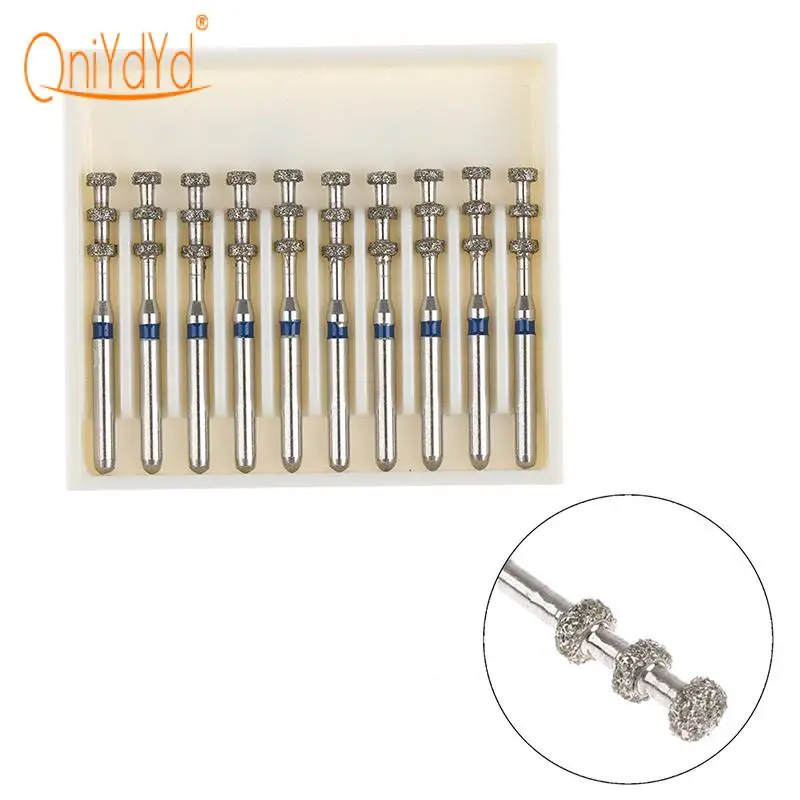 10Pcs Dental Diamond Burs For High Speed Handpiece Medium Grit Depth Marking