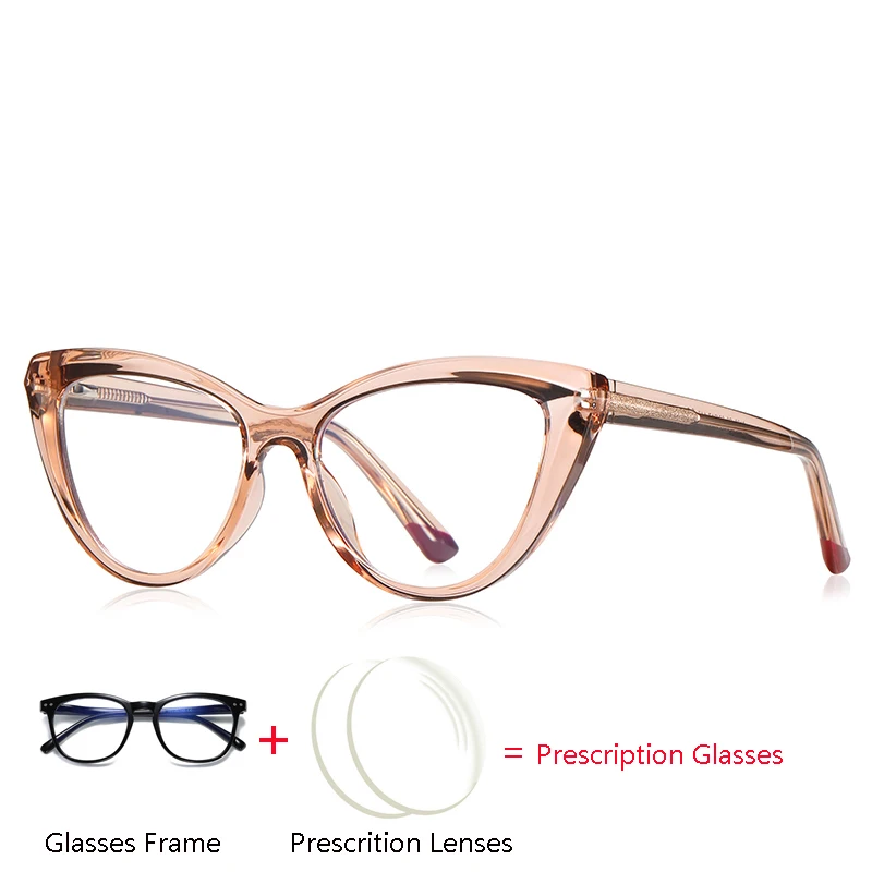 

Blue Light Blocking/Photochromic Cat Eye Optical Spectacles With Prescritpion Shortsighted/Hyperopia Customized Eyeglasses