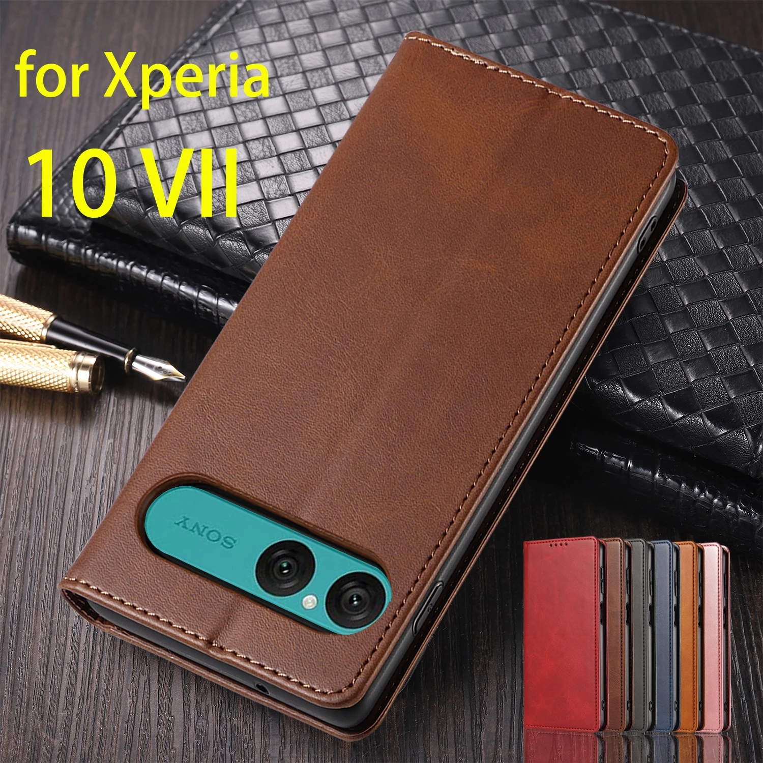 Capa de couro para sony xperia 10 vii flip case titular do cartão coldre atração magnética capa carteira capa fundas coque
