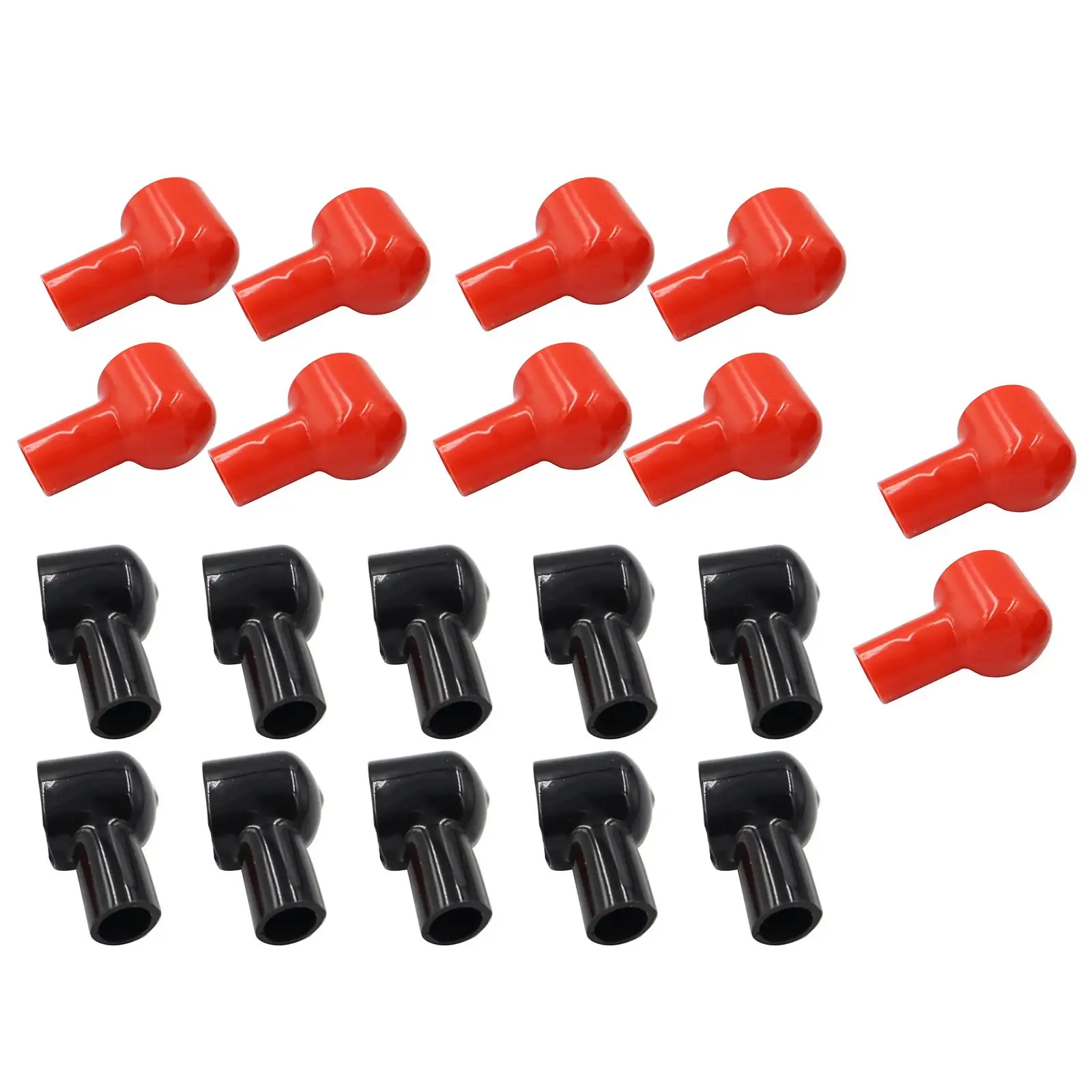 20x Red and Black Boots Insulating Cover Flexible Car PVC Cable Protector Cover for Commercial Auto Boat Marine Accessories