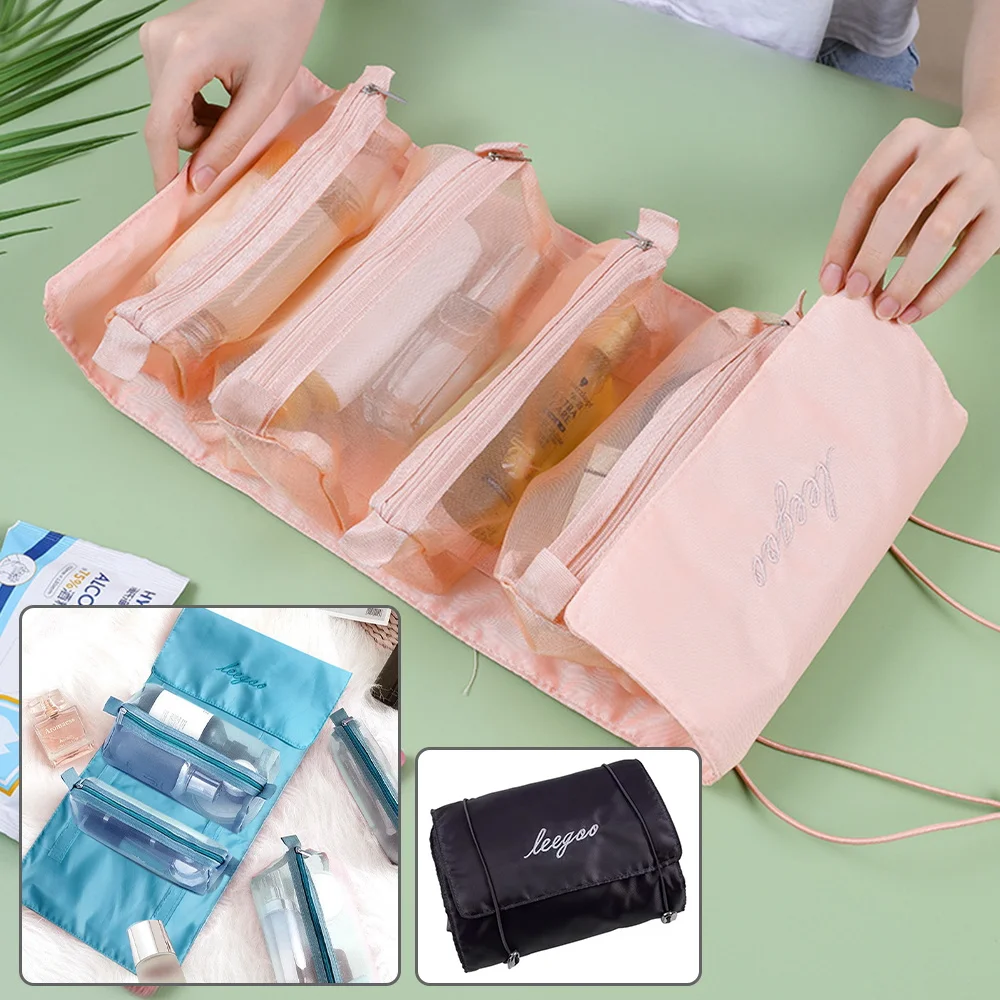 

New Practical Women's Portable High-capacity Skincare Storage Bag Four in One Foldable Detachable and Storable Travel Makeup Bag