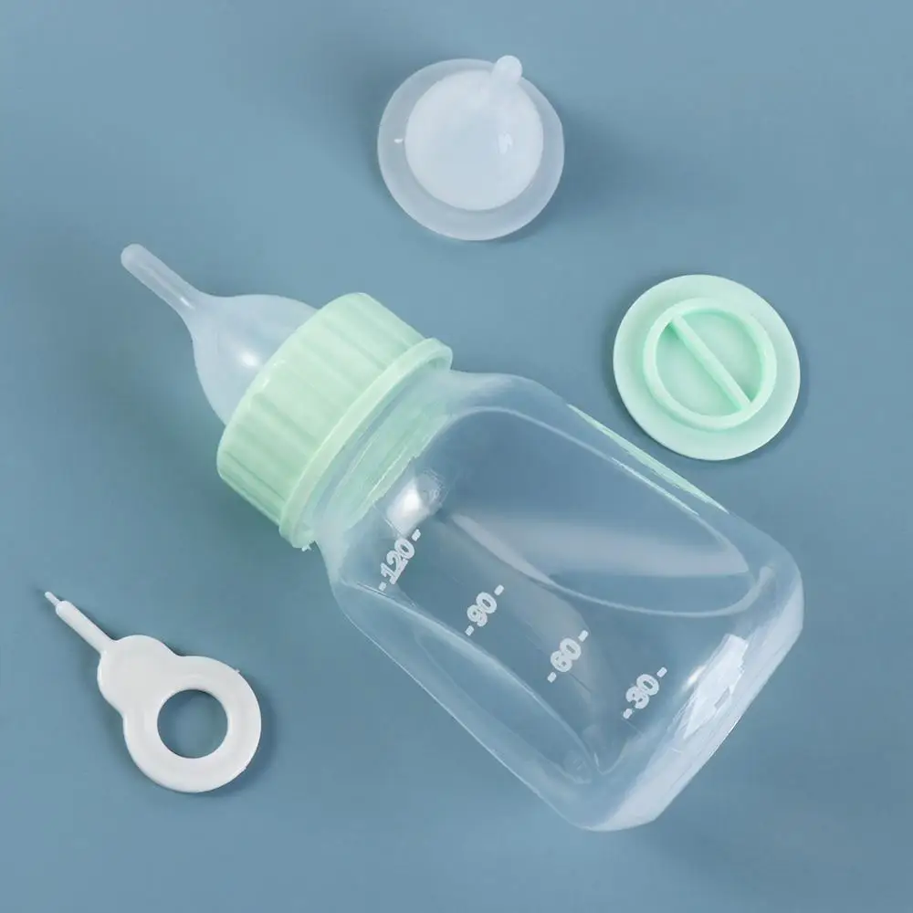 1PC 120ml Bite Resistant Household with Scale Silicone Kitten Nipple Bottle Cat Feeder Rabbit Feeding Bottle Pet Milk Bottle