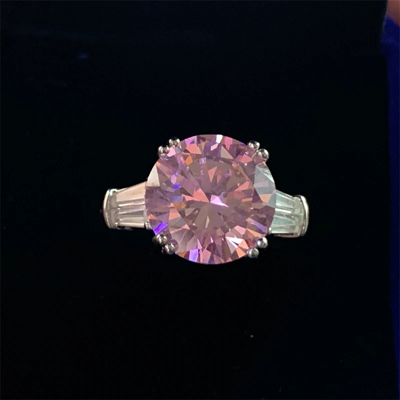 Solitaire Round cut 6ct AAAA Zircon Ring Silver Color Engagement Wedding Band Rings for women Bridal Party Jewelry Gift