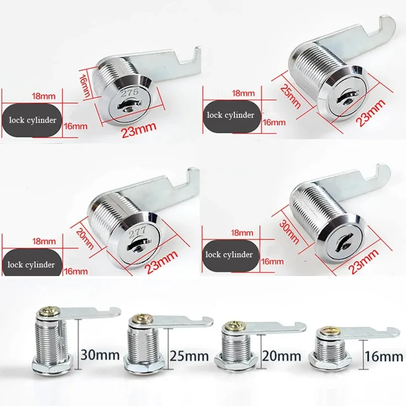 16/20/25/30mm Cam Lock Set Door Cabinet Mailbox Drawer Cupboard Locker Etc,It Comes with 2 Keys and 4 Different Lock Plates
