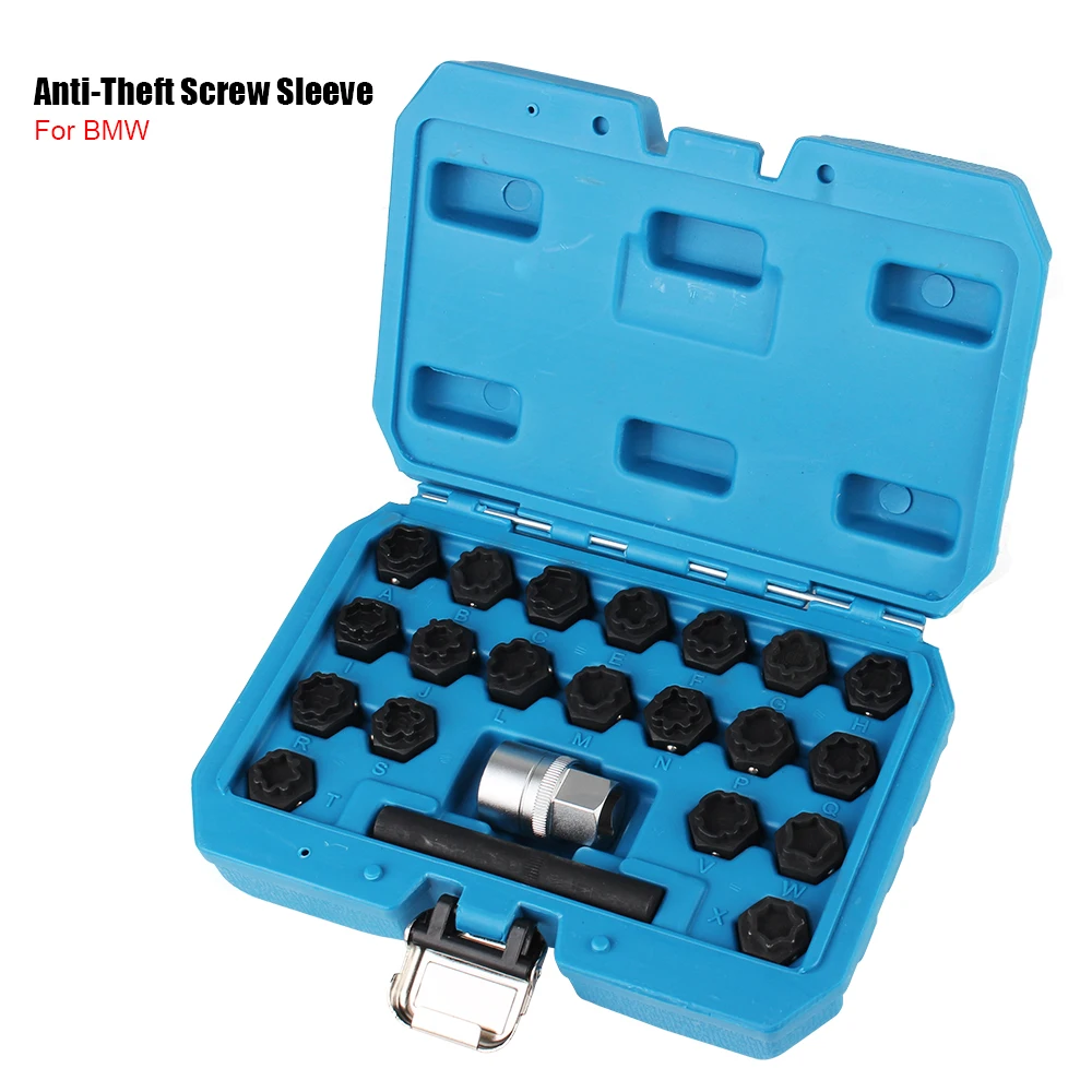 

Anti-Theft Screw Sleeve Wheel Lock Lugnut Removal Install Socket Car Disassembly Tool Locking Key Socket Lug Nut For BMW