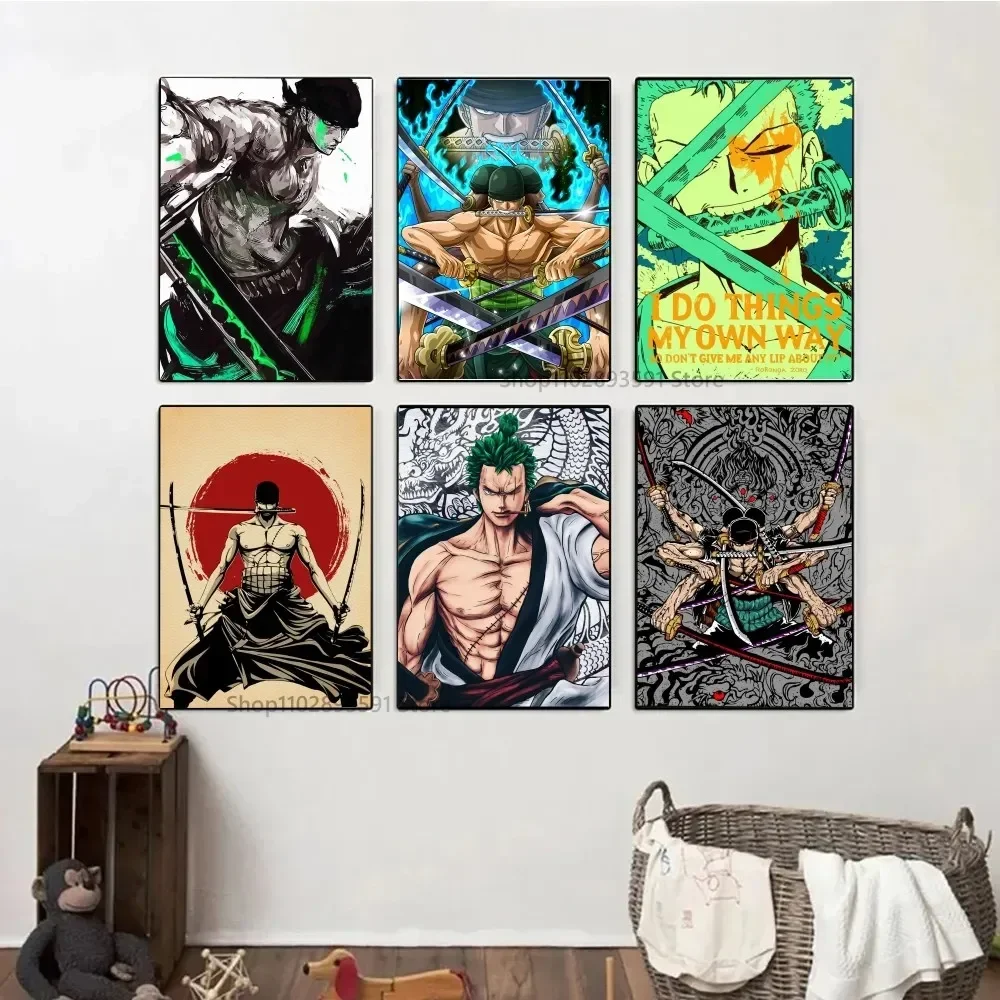 1pc One Piece Roronoa Zoro Poster Poster Stickers Art Wall Murals Decor Game Room Decor Gifts Kawaii HD Painting Cat Cars