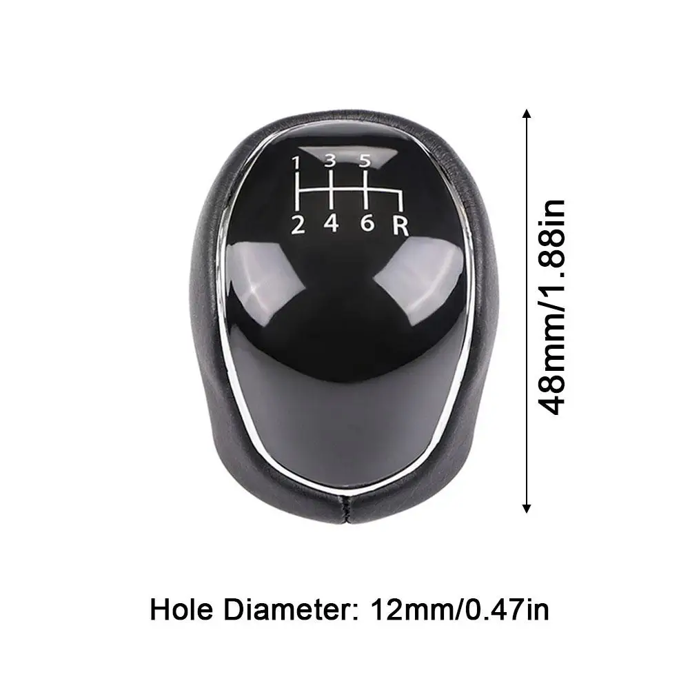 6 Speed Gear Shift Knob for FORD Mondeo Mk4 S-Max C-Max Focus Mk2 Kuga Leather Shifter Lever Arm Headball Car Accessories