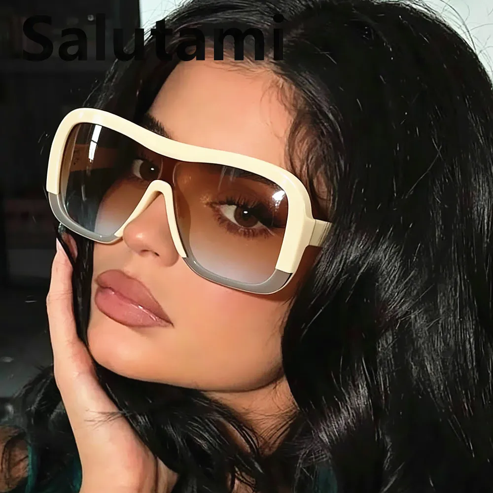 Patchwork New Fashion Brand Rectangle Oversized Sunglasses Women Vintage Patchwork Square Sun Glasses Men Driving Large Eyewear