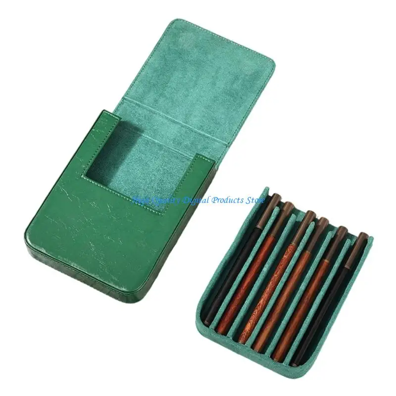 

U2JE Luxury Leather Writing Instrument Organizers Case With 6 Slots For Business Use