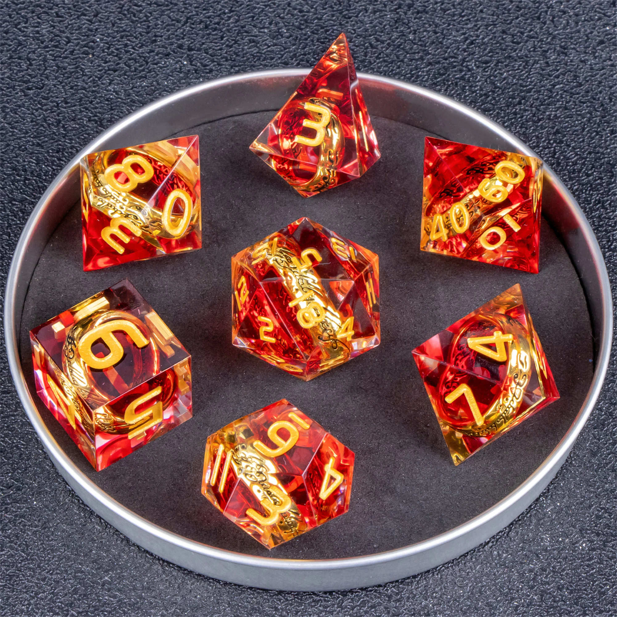 Ring Resin DnD Dice Include One Rings Dice Set, Lord of Dice Polyhedral Dice Set, The Ring Dice,  d d dice