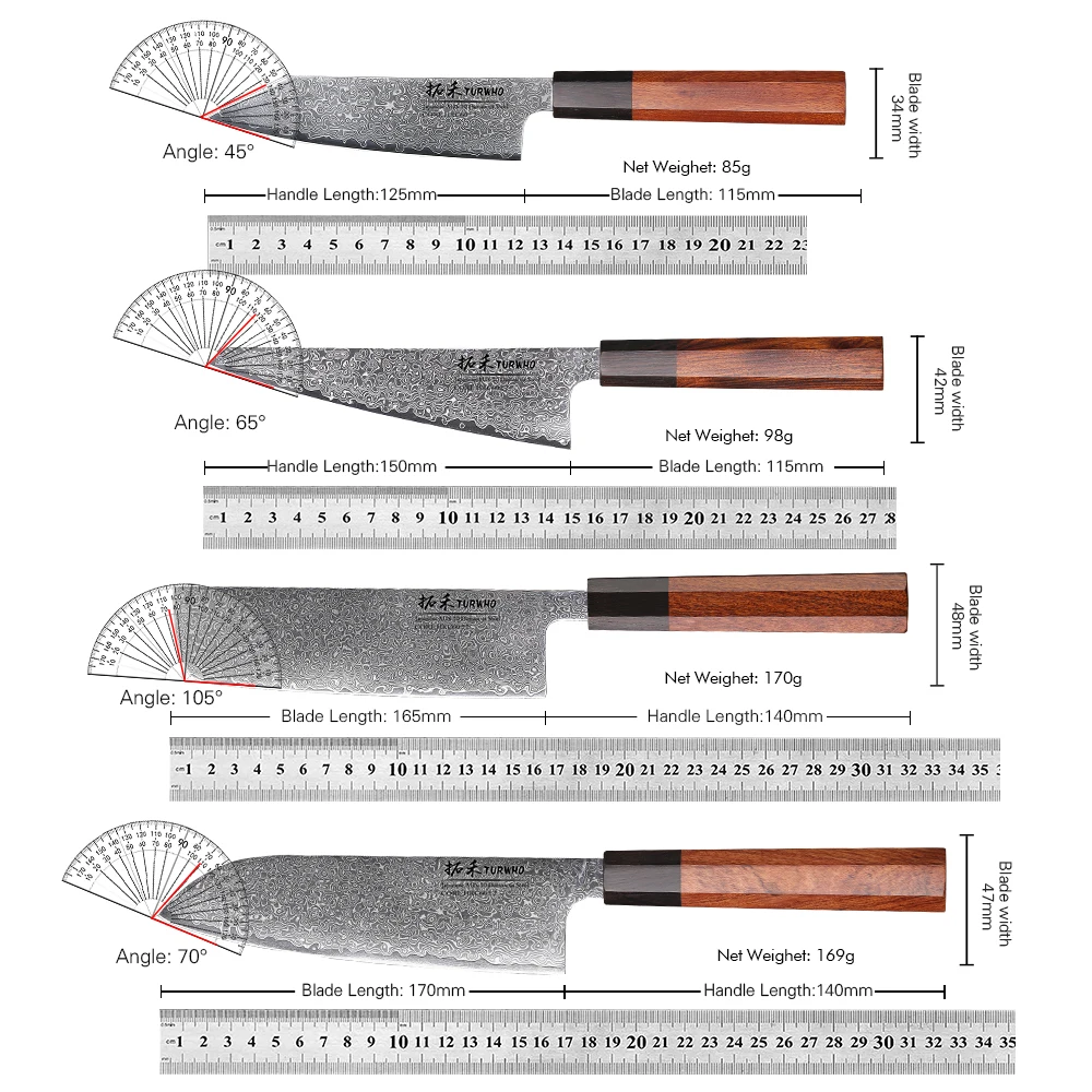 TURWHO Hand Forged Japanese Chef Knife Damascus Steel Kitchen Knives Santoku Sashimi Bread Utility Handmade Blade Cooking Tools