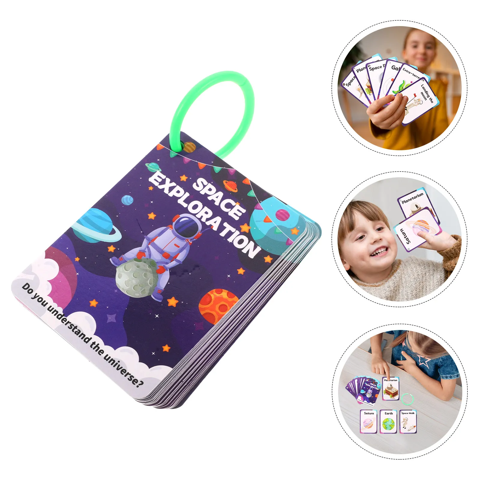 34Pcs Space Learning Cards Cartoon Flash Cards for Kids Cognitive Skill Development Portable Educational Fun