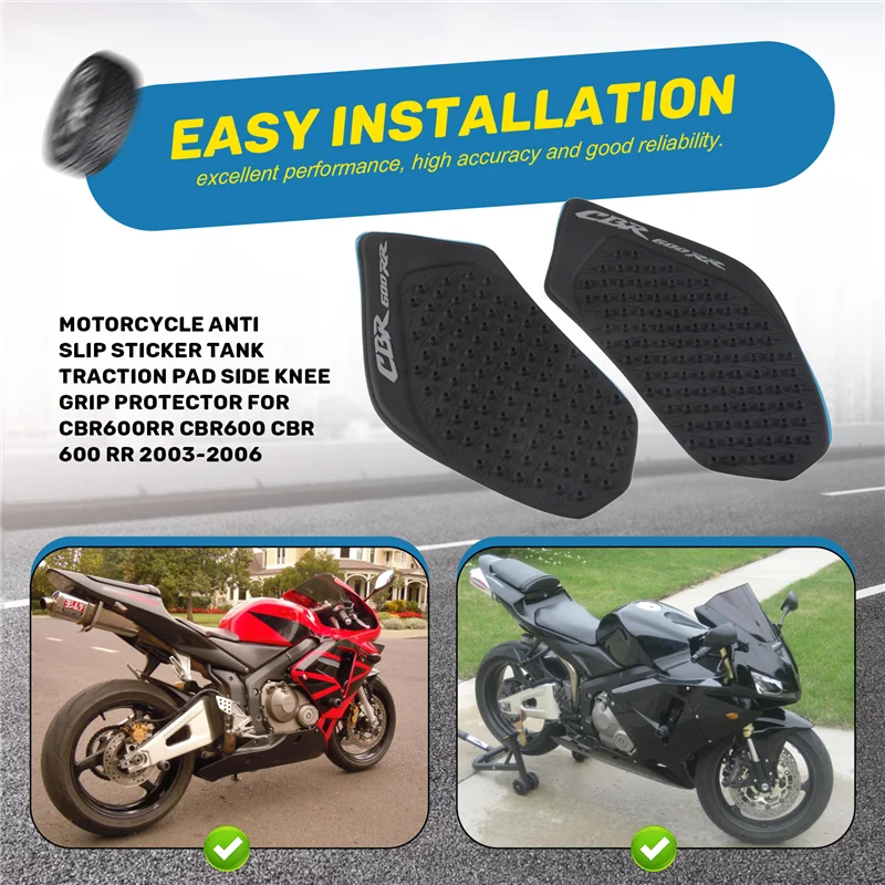 

A82M- противоскользящая наклейка для мотоцикла, тяговая накладка на бак, боковая защита для коленей для Honda CBR600RR CBR600 CBR 600RR 2003-2006