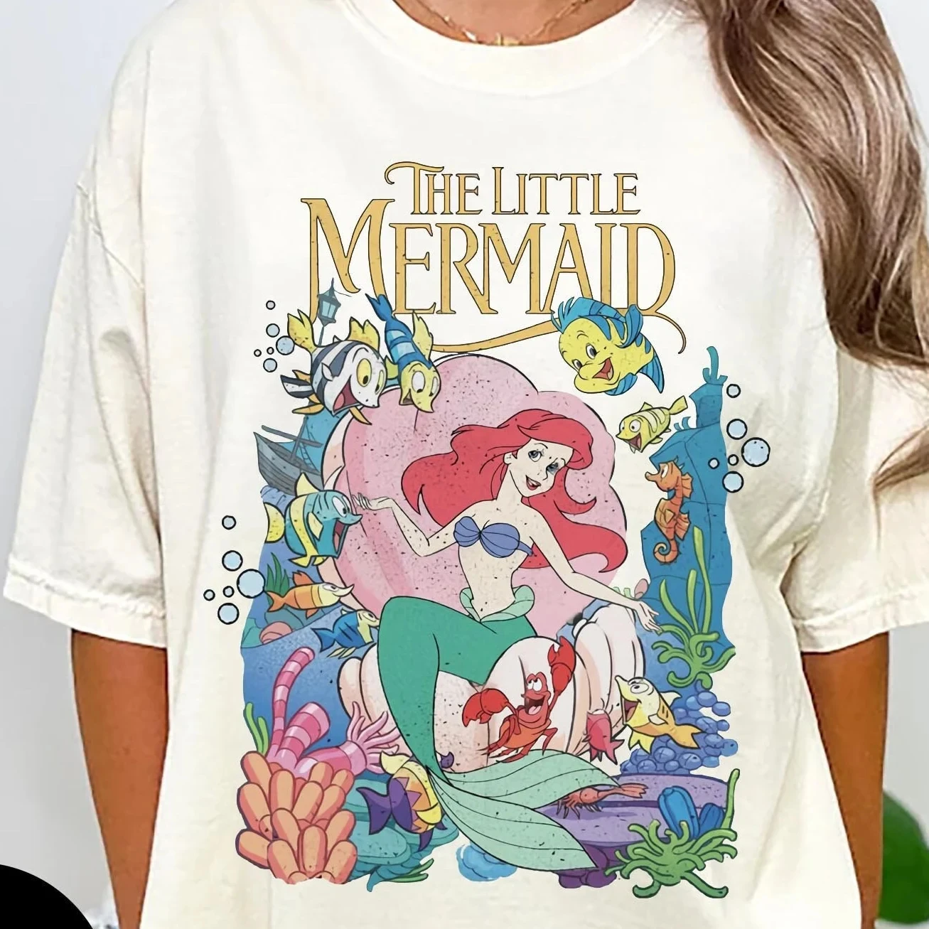 قميص حورية البحر الصغيرة، ألوان مريحة ® تي شيرت ديزني، قميص حورية البحر الصغيرة أرييل للسيدات، قميص حورية البحر أرييل #2
