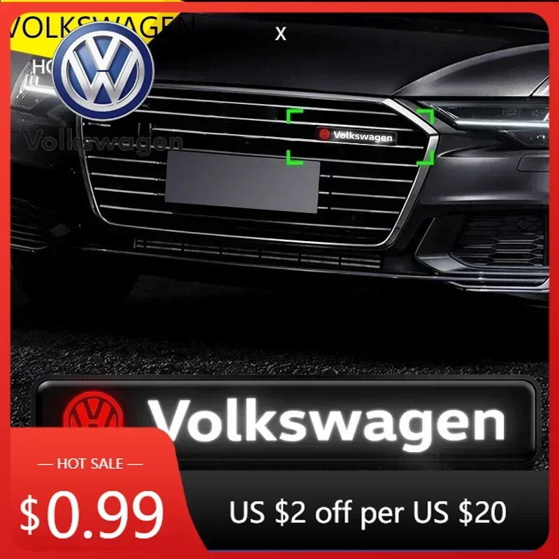 

For VOLKSWAGEN VW 2025 Hot Car Styling Car Decorative LED Lights Front Hood Grille Decoration Badge For Volkswagen Polo B5 B6 B7