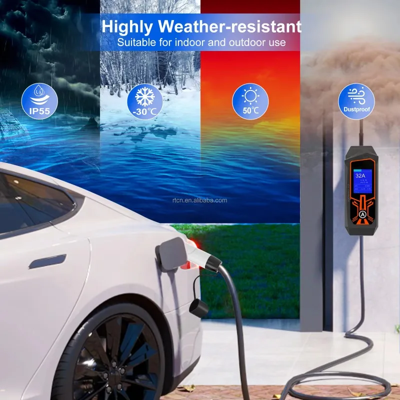 16A 32A Mode Level 2 AC Ev Charger 3.5KW 7KW EVSE Portable Ev Charger Electric Vehicle Car Charger Type 2 Australia Plug