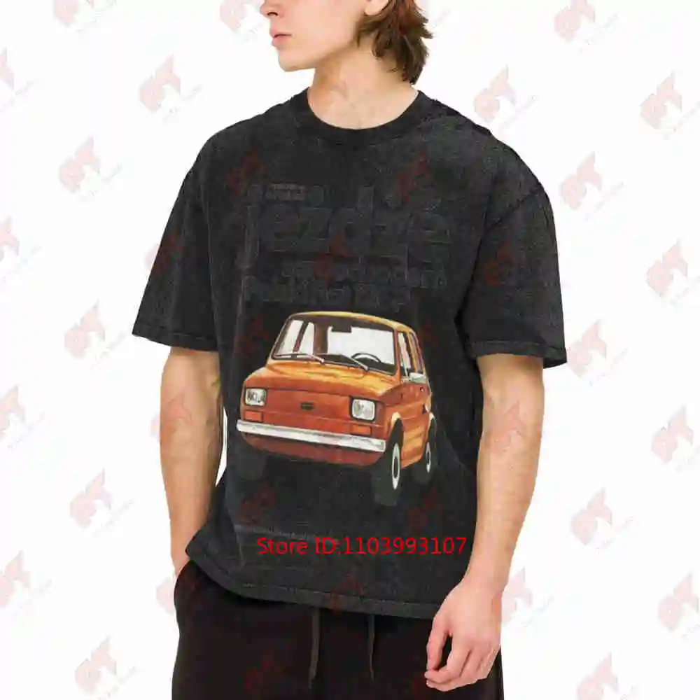 Polish Vintage Car Retro Automobile Vintage Washed Tee Pure Cotton T-Shirt
