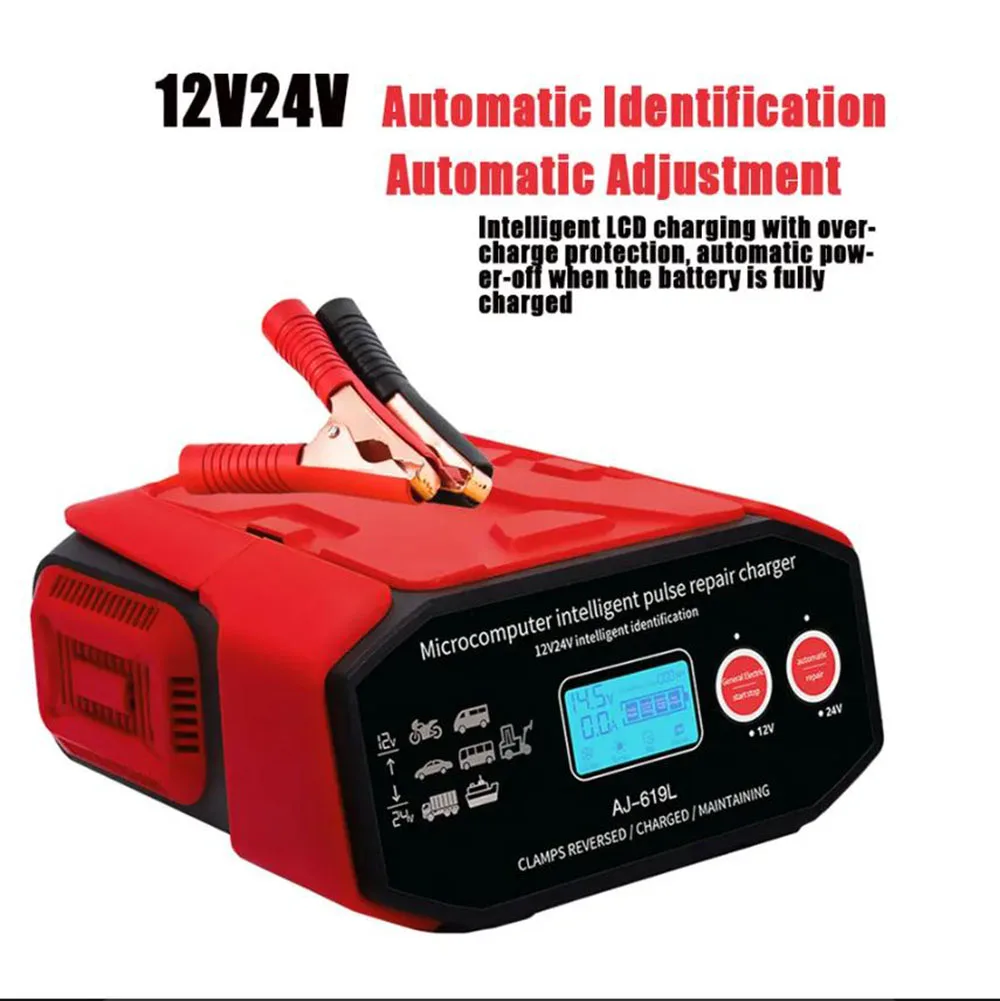 

Automatic 12V/24V Car lead acid battery charger 12V 30A 24V 15A high power fast truck Motorcycle Boat Marine batteries charger