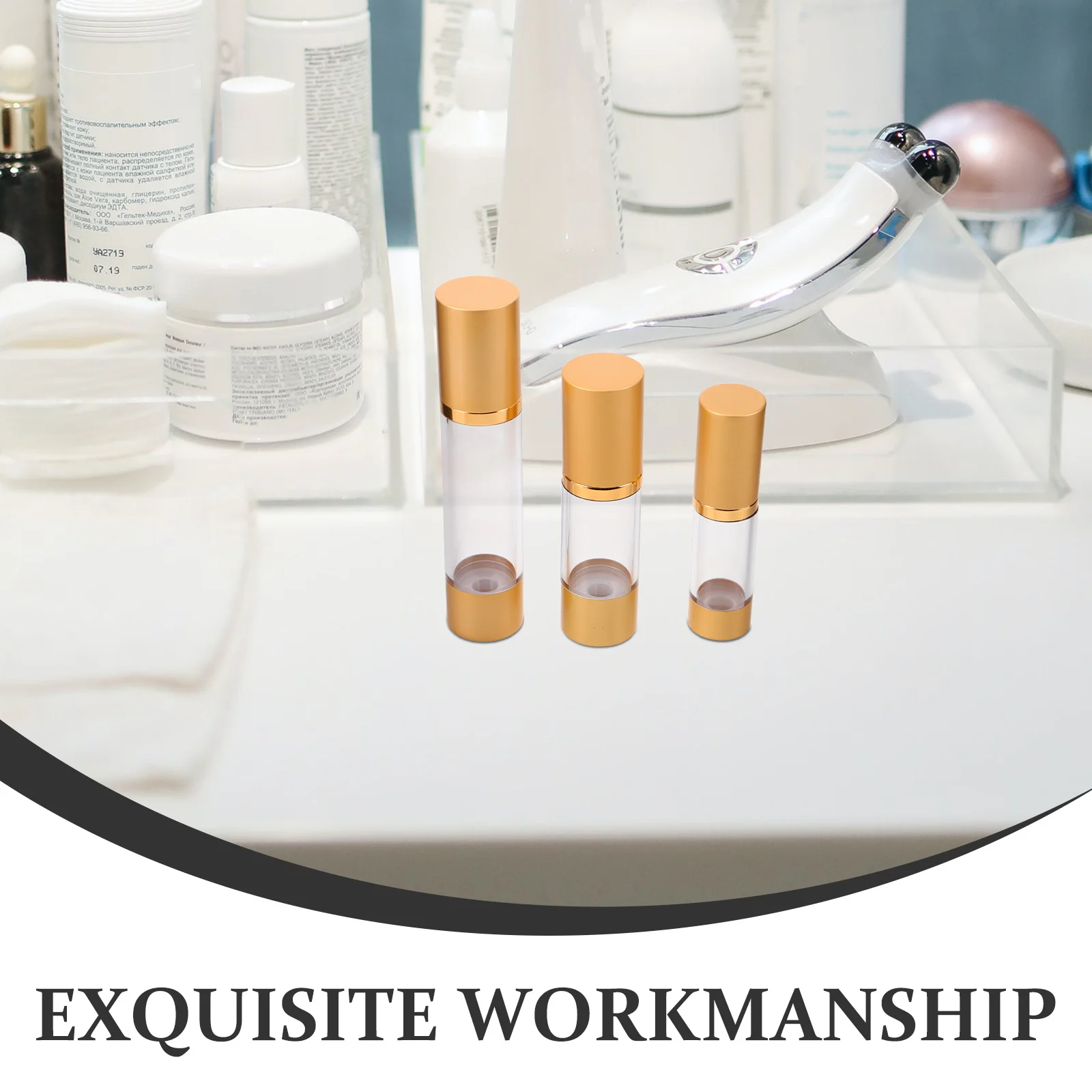 3 قطعة زجاجة مفرغة مضخة بدون هواء إعادة الملء حاويات السفر 15 مللي 30 مللي 50 مللي غسول موزع كريم وجه الأساس التعبئة الفرعية #2