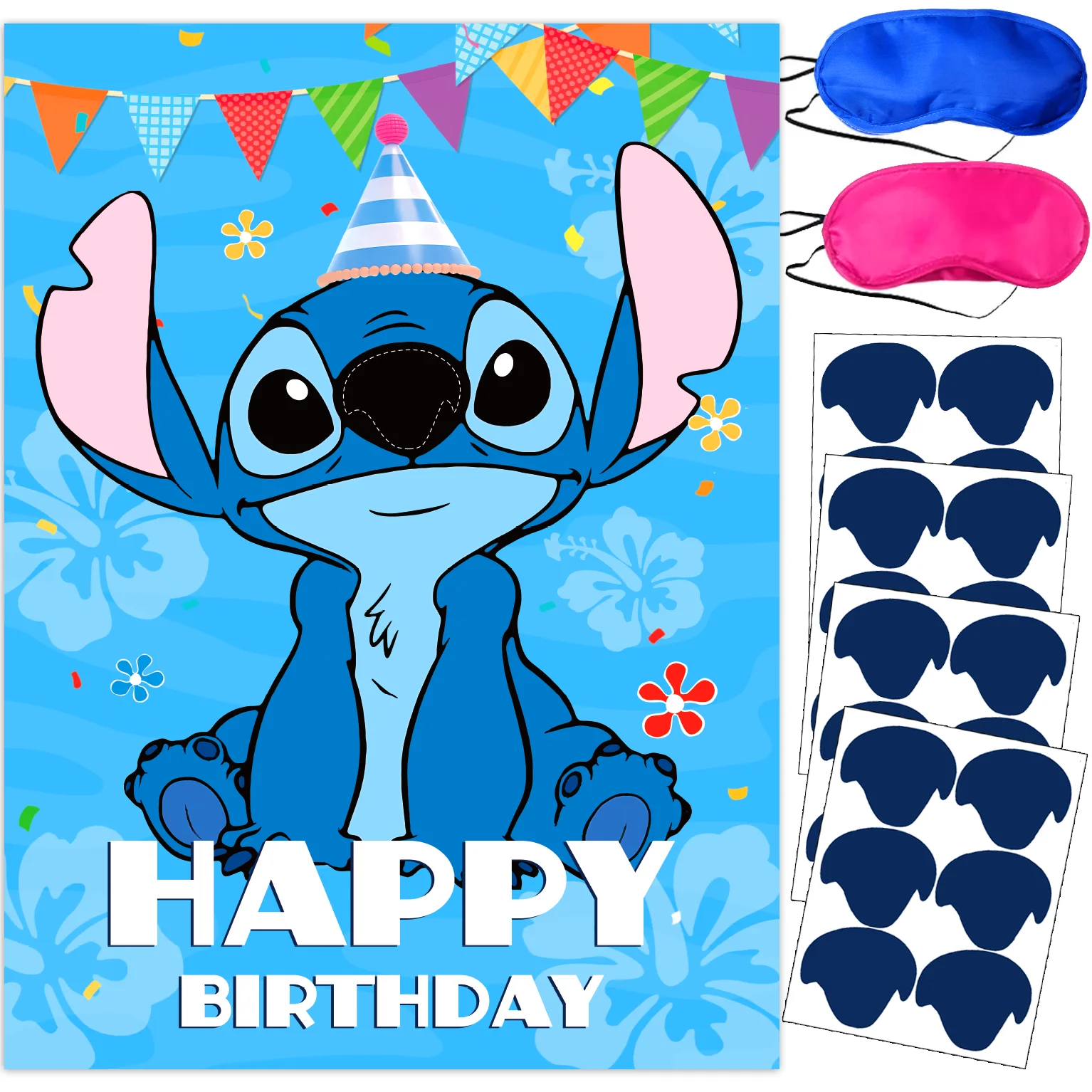 Pin The Nose On The Stitch Party Game Posters Stickers Disney Stitch Party Decoration Kids Baby Shower Favor Birthday Sets Gift