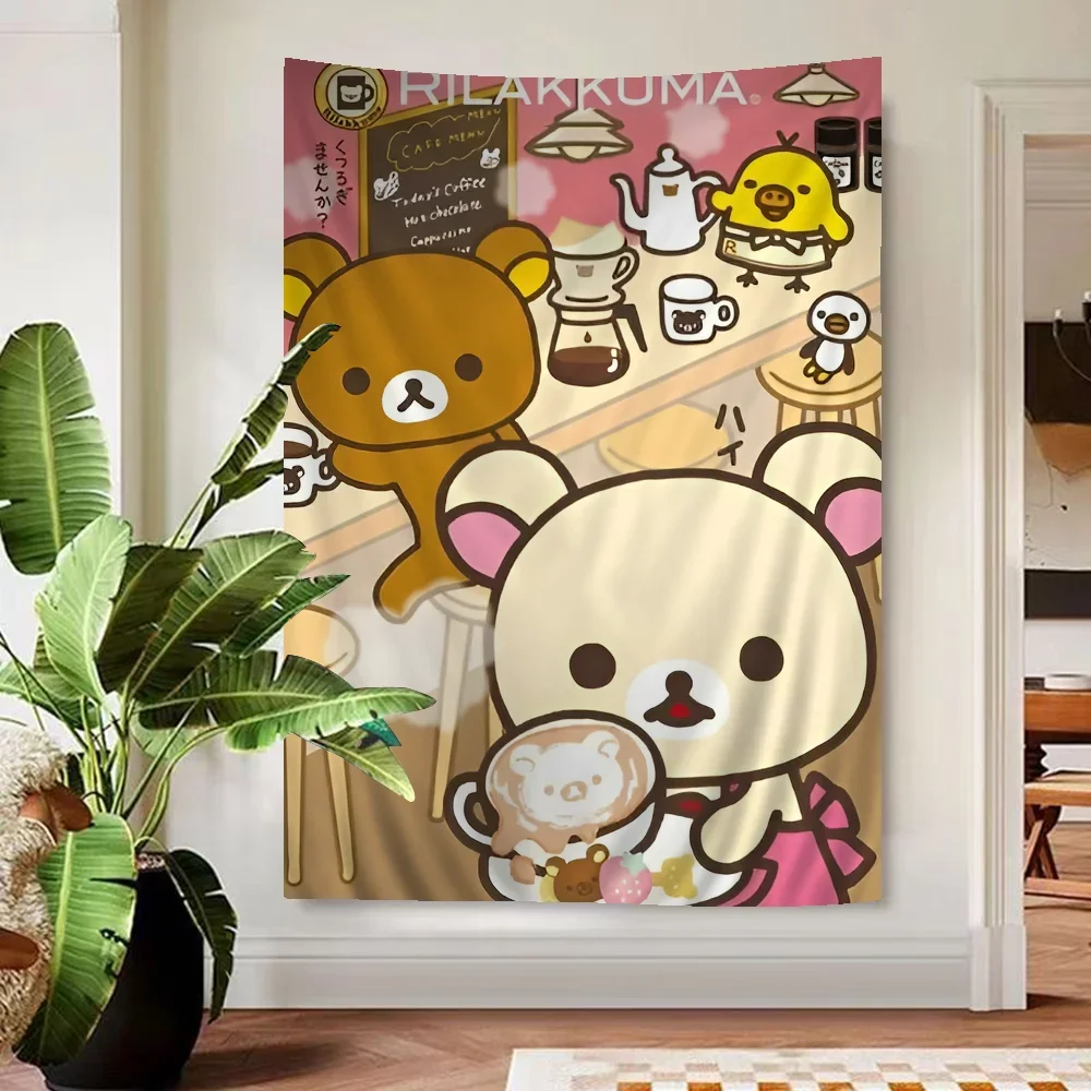 Cute Cartoon R-Rilakkuma Classic Anim Cartoon Tapestry Art Science Fiction Room Home Decor Wall Hanging Sheets