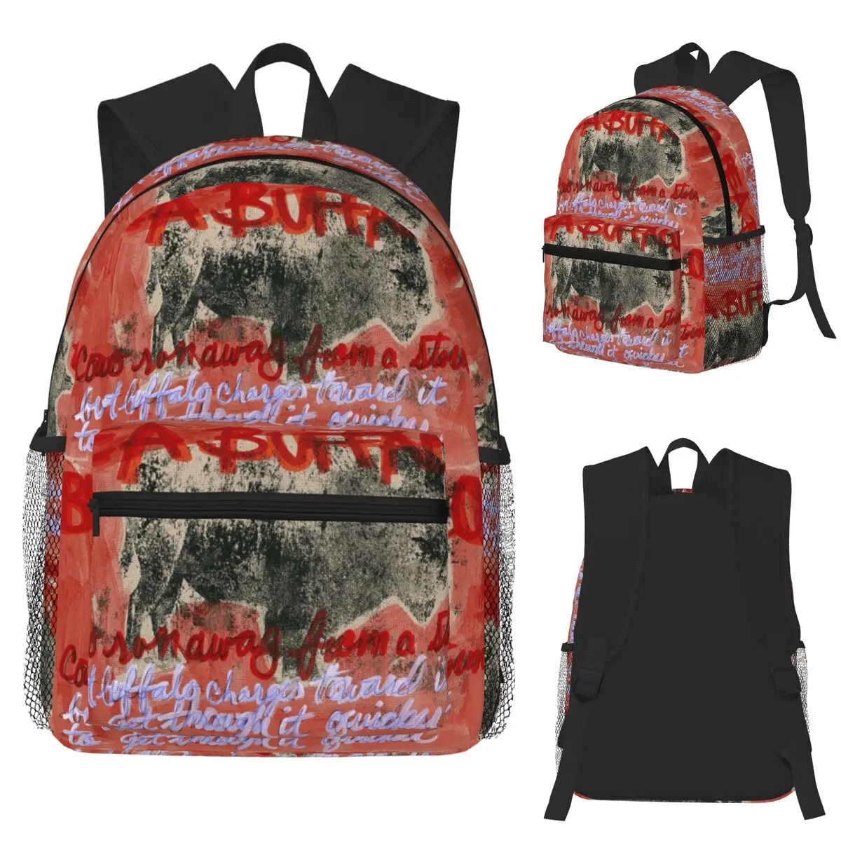 

Buffalo Charges Towards Student Backpack School Bag Hiking Travel Daypack for Men Women Fashion Bookbag Shoulder Bags