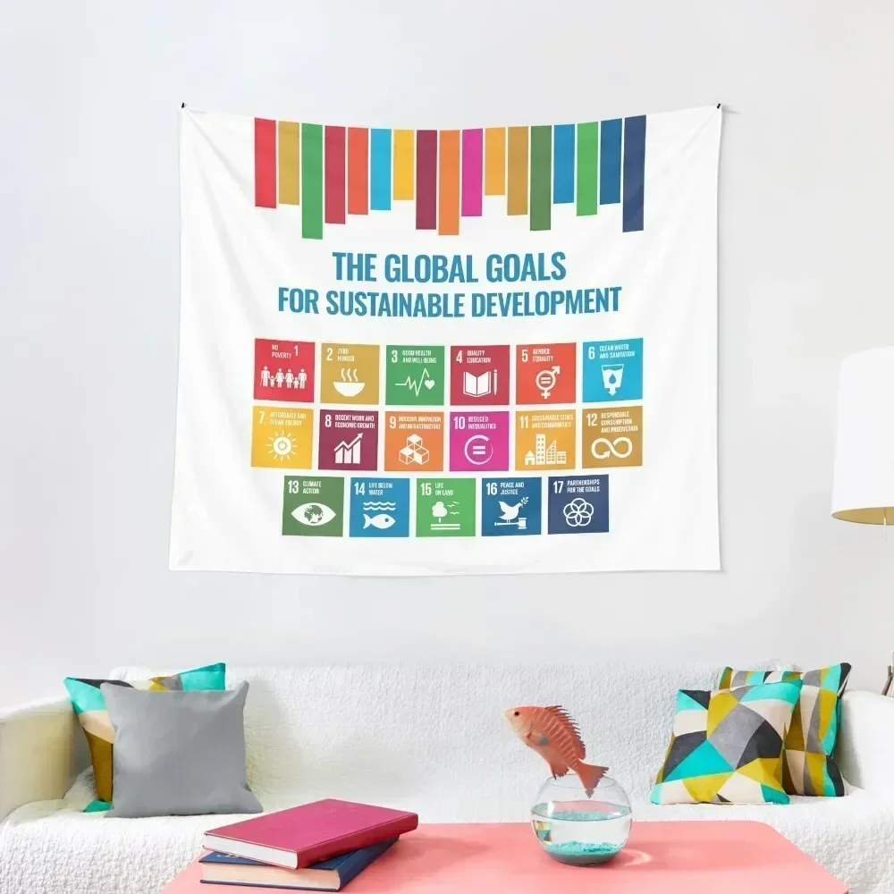 The Global Goals for Sustainable Development - UN Sustainable Development Goals SDGs 2030 Tapestry Carpet On The Wall Tapestry