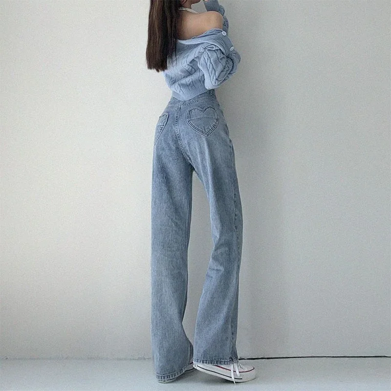여성용 데님 바지 하이 웨스트 스트레이트 레그 여성 청바지 세련되고 우아한 한국 streetwear 활기찬 2025 품질 바지