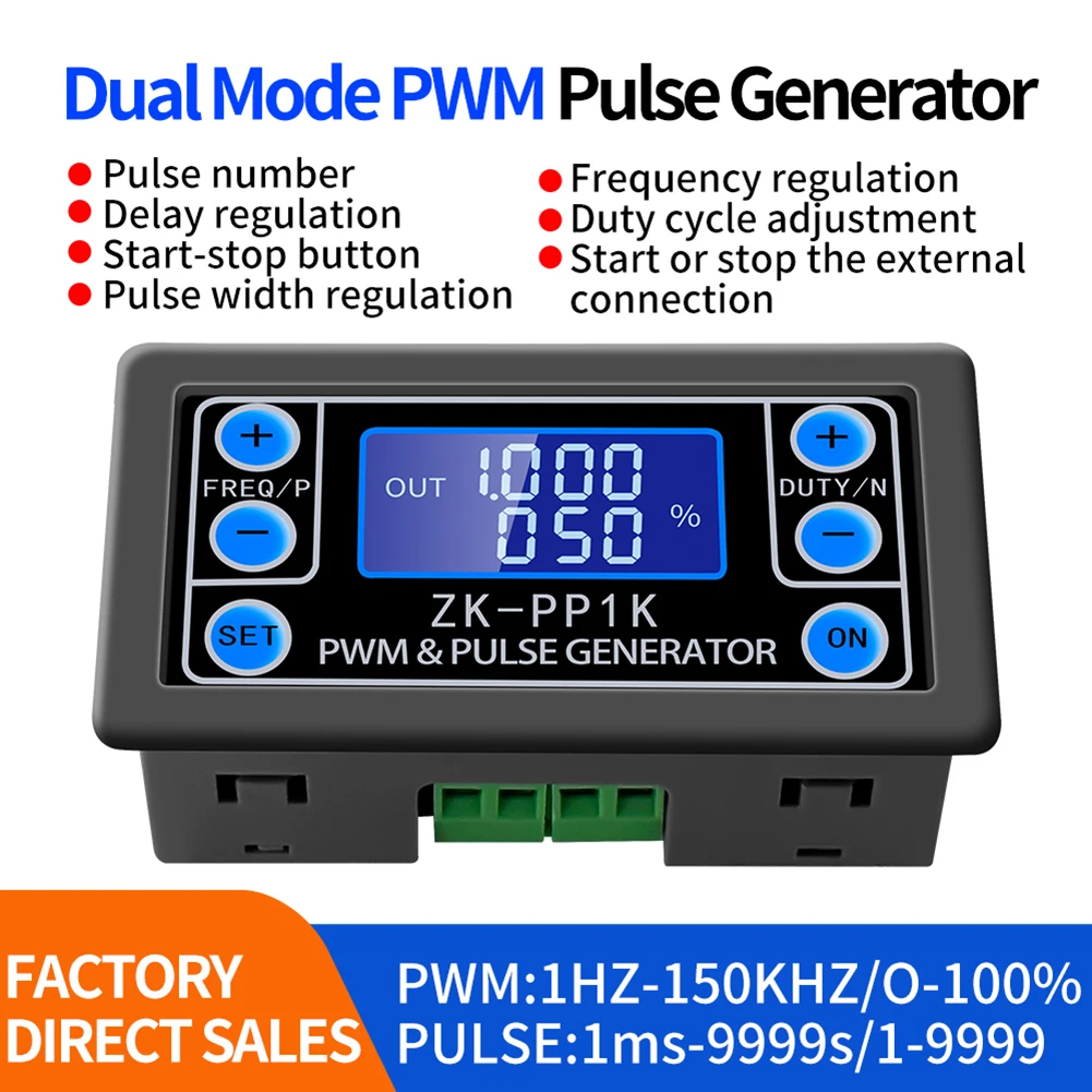 Generator sygnału PWM Dwumodowy generator częstotliwości impulsów PWM Wyświetlacz LCD Generator fal prostokątnych 1-kanałowy 1 Hz-150 KHz DC 3,3 V -30 V