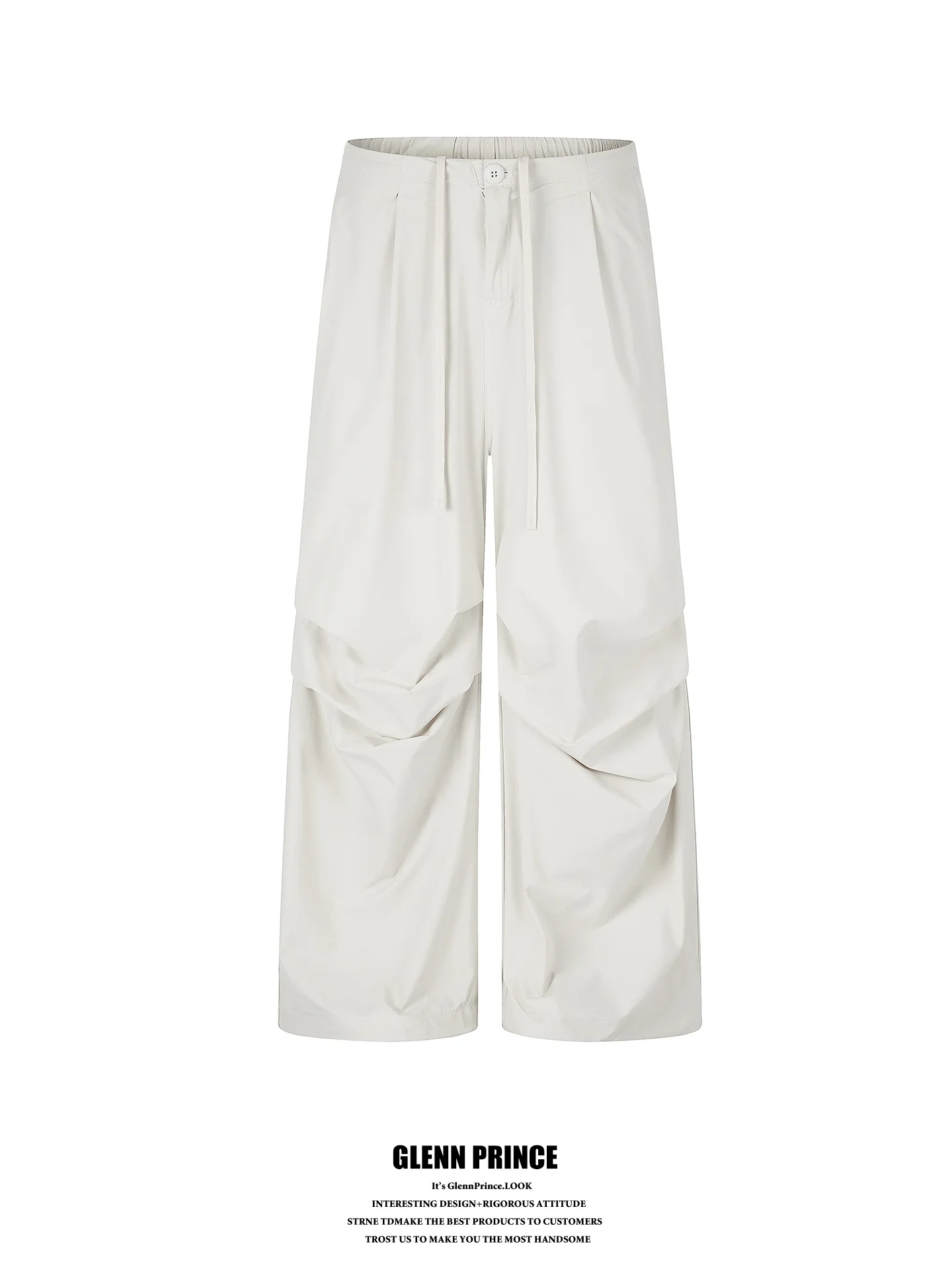 

American Retro Pleated Drawstring Work Pants Men's Trendy Brand Sports Drape Wide Leg Paratrooper Pants Loose Straight Leg Ca...