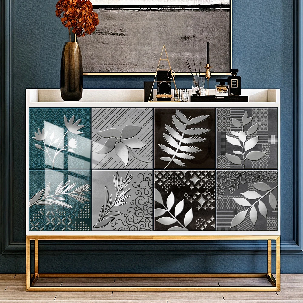 10/15cm Modern Style Wall Sticker Kitchen Wardrobe Toilet Wall Decals Home Decor Self-adhesive Crystal Hard Film Art Wallpaper