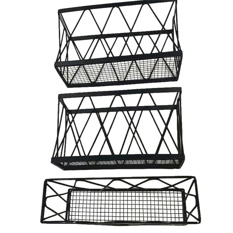 

Set of 3 Wall Mounted Storage Organizers Multipurpose Self Adhesive Organizers Basket for Cabinets and Fridges