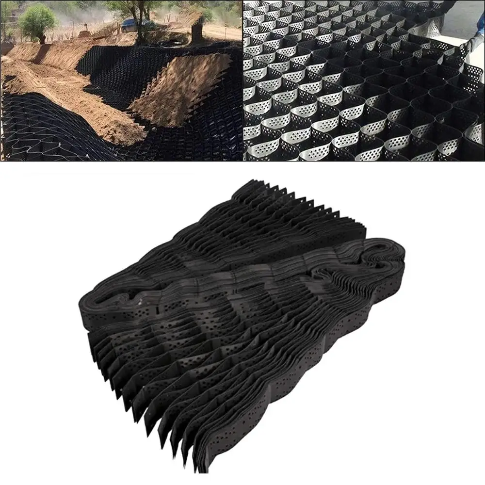 Grade estabilizadora de cascalho geogrid dobrável, grade de solo grossa de 2 polegadas, 9x17 pés, polietileno de alta densidade, resistente à erosão