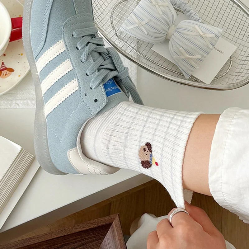 Dreamlikelin 5 Paar/Packung 2026 Neuerscheinung Damensocken Frühling Sommer, Koreanischer Stil Cartoon-Tier-Hunde-Druck Knöchelsocken – Detail 14