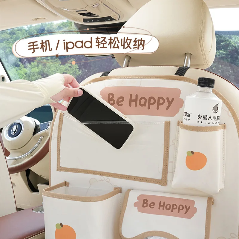 Car Seat Back Storage Bag Car Universal Leather Storage Box Creative Capybara Dirty and Wear-Resistant Car Storage Bag Supplies