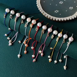 Real Natural Freshwater Pearl Friendship Bracelet Initial Letter Charm Big Potato Baroque Pearl Colorful Rope Chain Name Jewelry