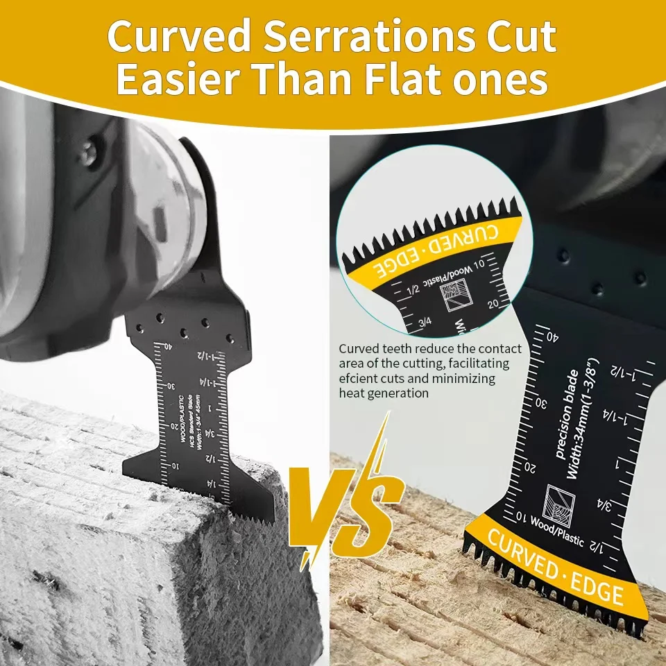 3/6PCS Extra-Long Japanese Tooth Oscillating Saw Blade Curved Edge Multitool Blade Set Efficient Cut For wood,plastic,soft metal