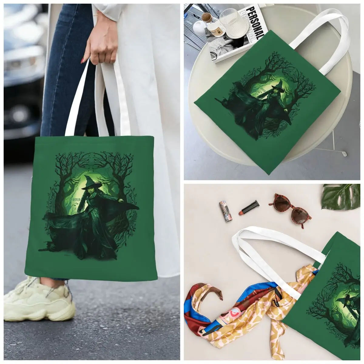 

Wicked For Good Elphaba Twirl In The Forest Canvas Tote Handbag Shoulder Bags Large Capacity Shopper Bags for Women