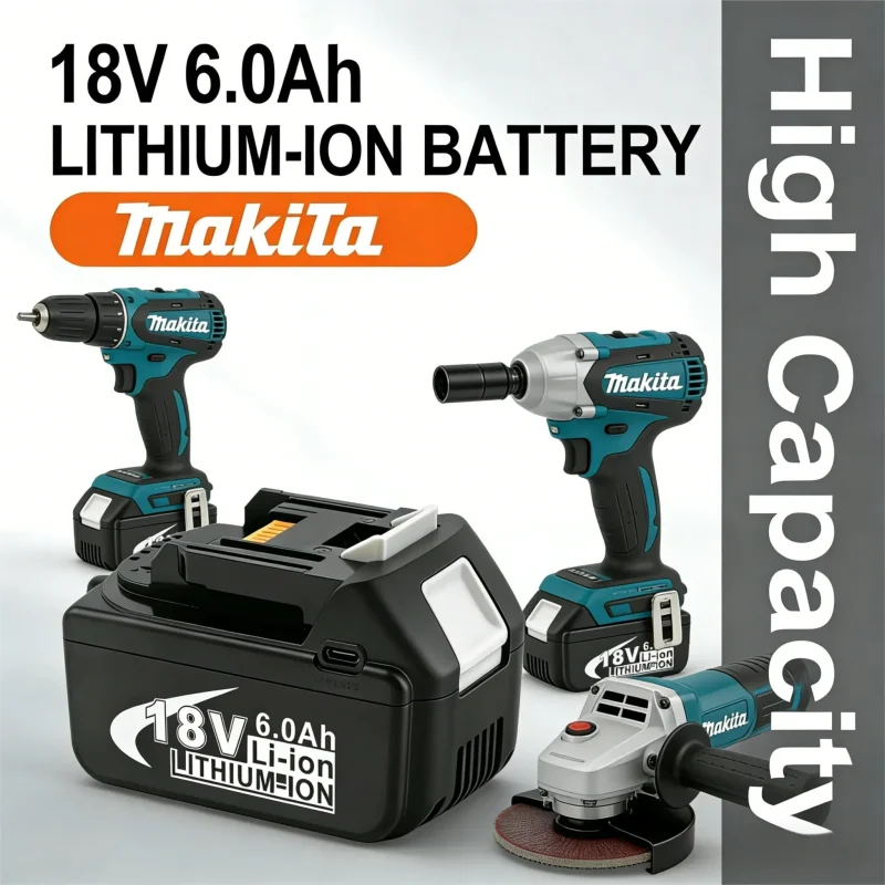 

Аккумулятор Makita 18V 6000mAh USB-C с поддержкой зарядки PD, замена батарей BL1850B BL1860 BL1840 BL1815 для беспроводных дрелей и инструментов