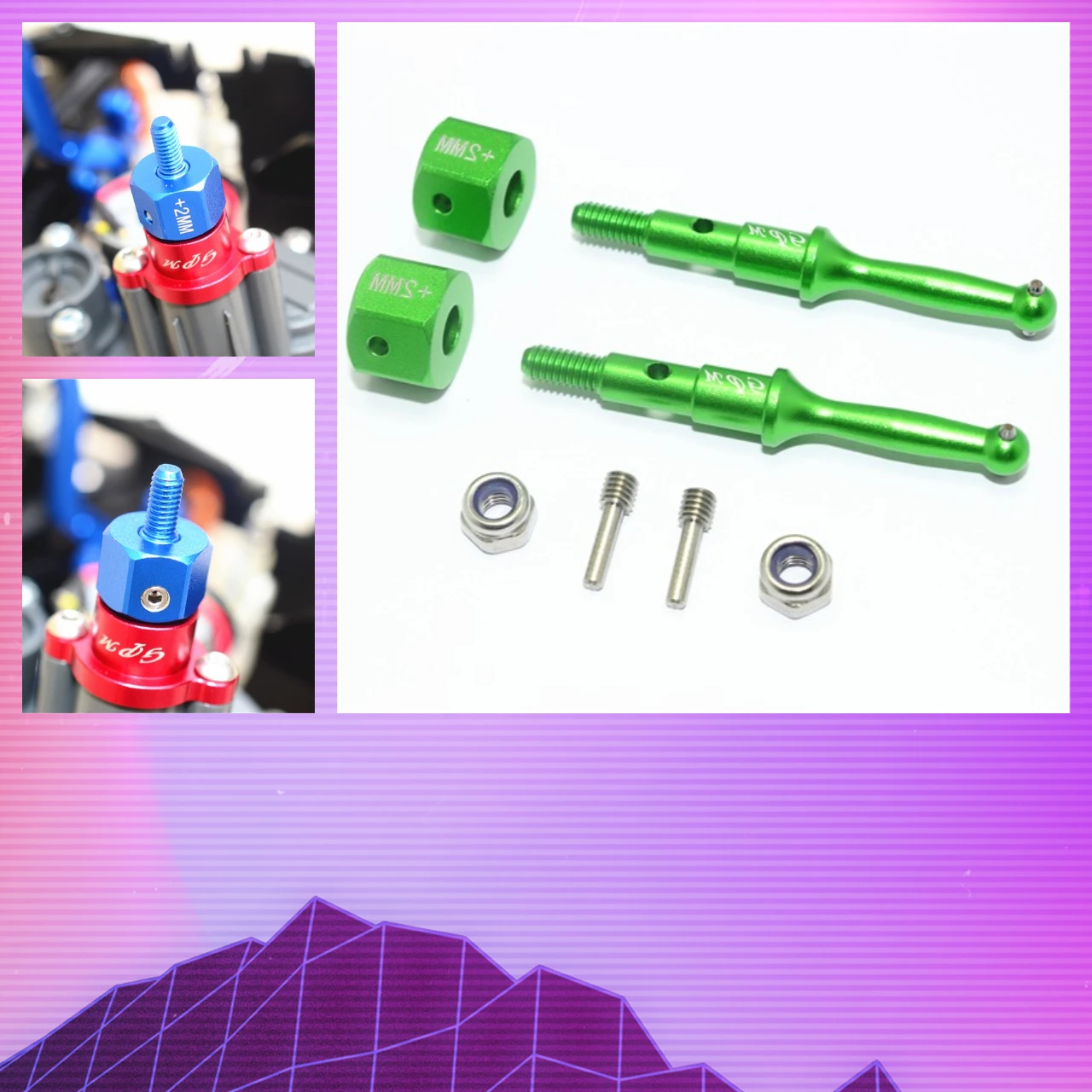 GPM Aluminum Rear Wheel Shaft with Hex Adapter for TAMIYA 1/8 T3-01 Dancing Rider - Upgrade Racing Car Part