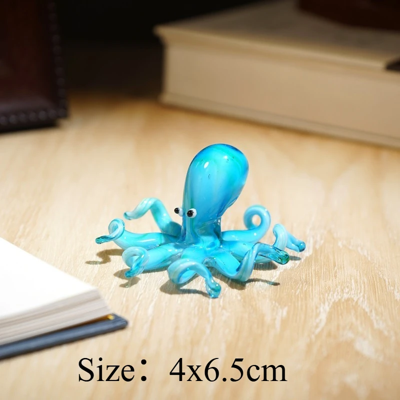 Unique Deep Sea Octopus Handmade Glass Glazed Ornament Creative Cute Glass Craft Desk Workstation Decor Marine Life Figurines
