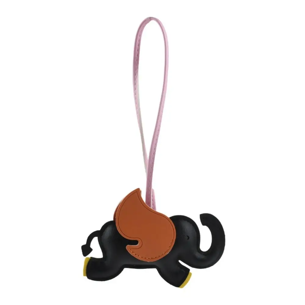 Porte-clés en cuir PU ailes volantes éléphant pour femme, animal multicolore, porte-clés de voiture, cintre en cuir PU, 16 couleurs, pendentif de sac à la mode