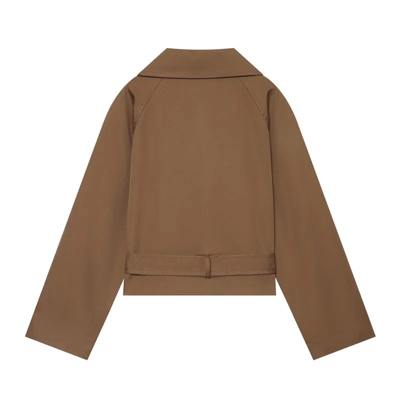 Guobioziy 2026 Women's Coat Fall New Camel Long Sleeve Belted British Style Jacket Parker Short Trench Coat Trendy and Fashion